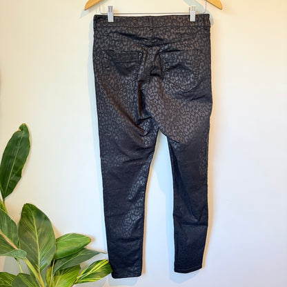 Karen Millen Size 6 Black Leopard Print Pants
