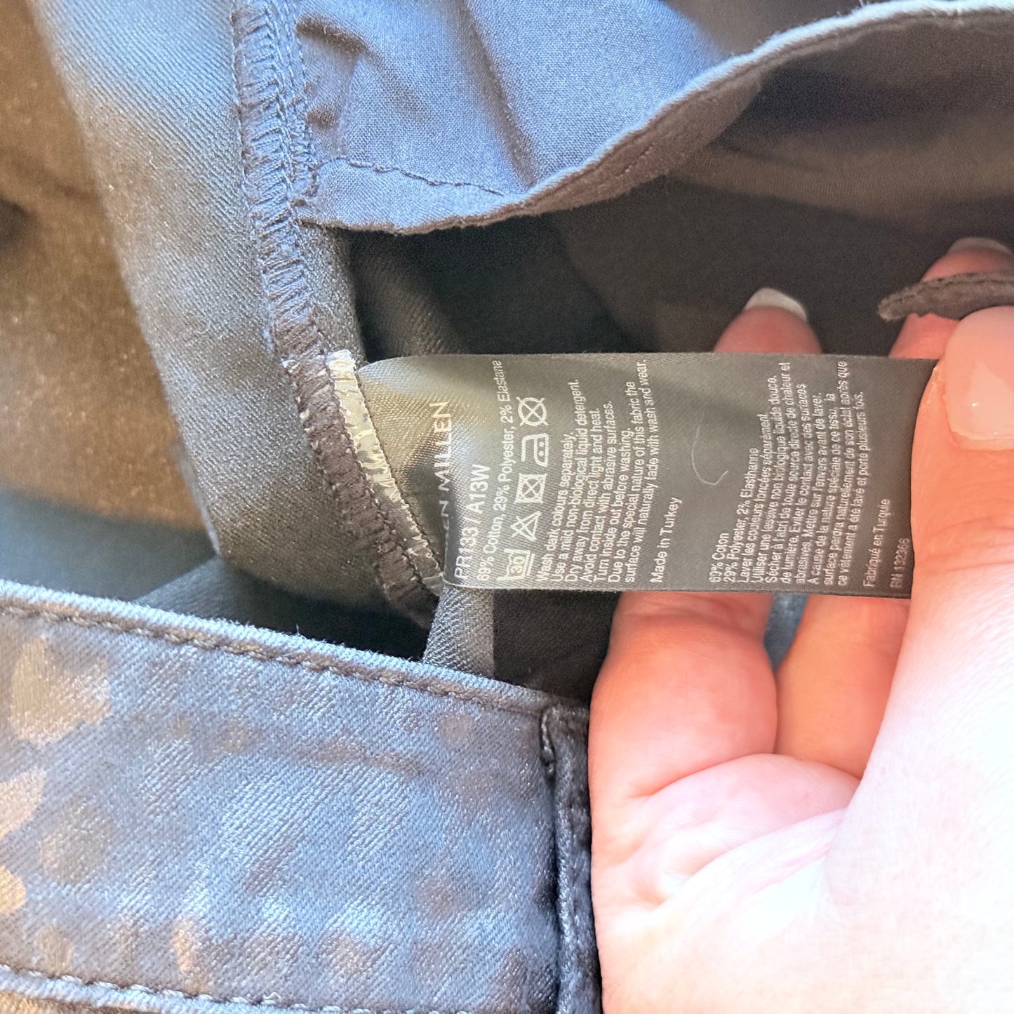 Karen Millen Size 6 Black Leopard Print Pants