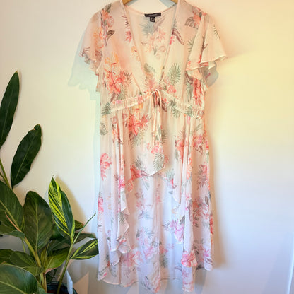 Primark Size 18 Pink & Green Floral Sheer Cover Up
