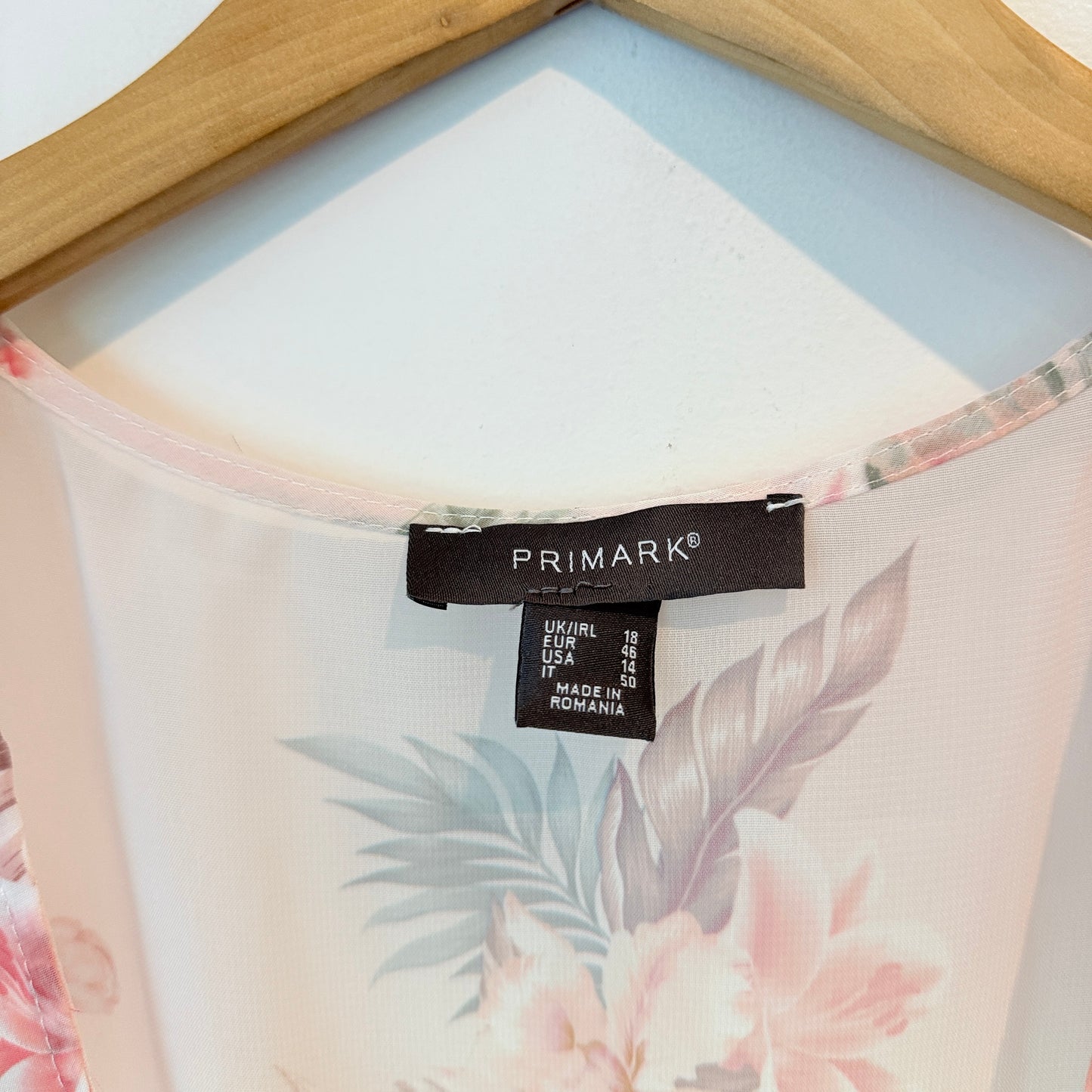 Primark Size 18 Pink & Green Floral Sheer Cover Up