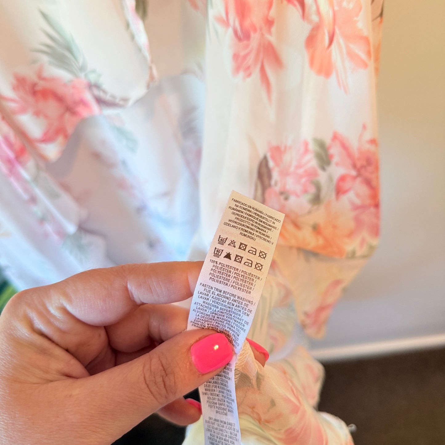 Primark Size 18 Pink & Green Floral Sheer Cover Up