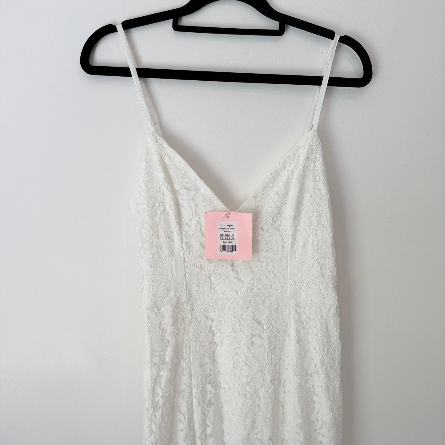Showpo Always Extra Dress White Lace Maxi Dress (Size 8)