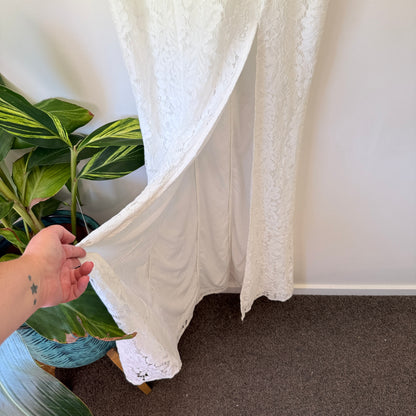 Showpo Always Extra Dress White Lace Maxi Dress (Size 8)
