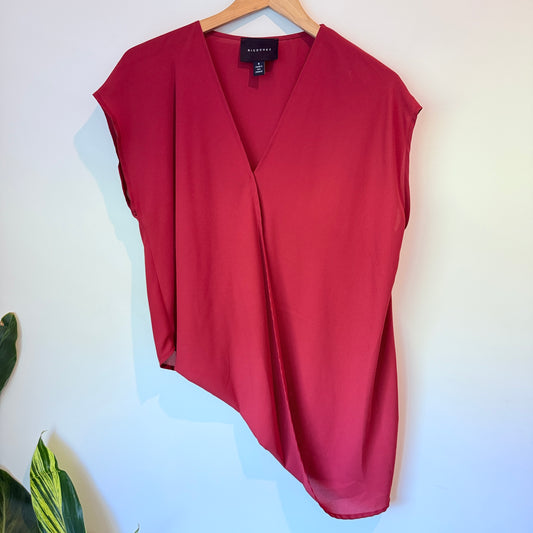 Ricochet NZ Made Size 6 Red Asymmetric Draped Top