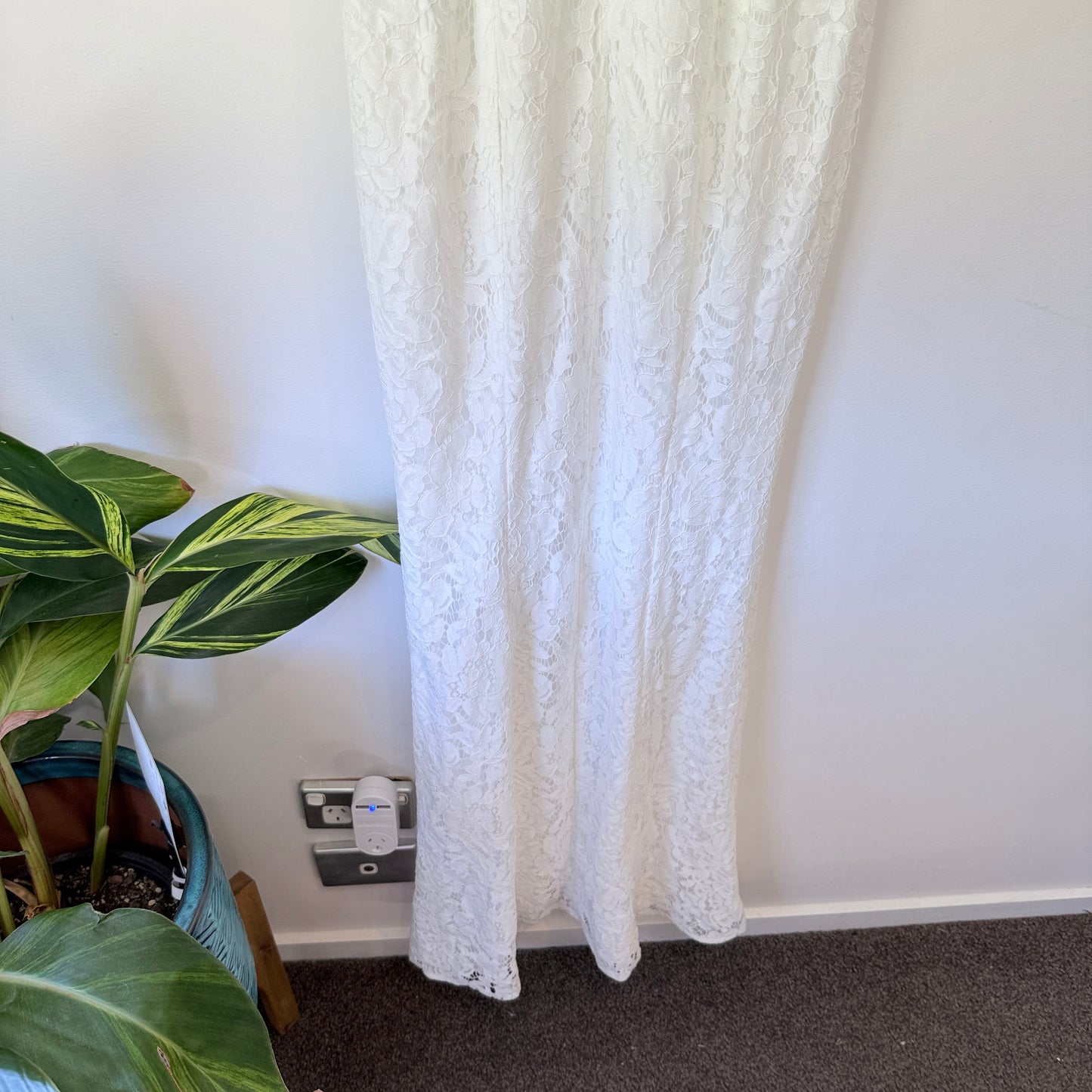 Showpo Always Extra Dress White Lace Maxi Dress (Size 8)