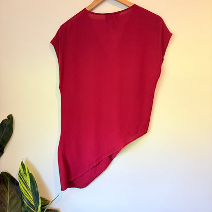 Ricochet NZ Made Size 6 Red Asymmetric Draped Top