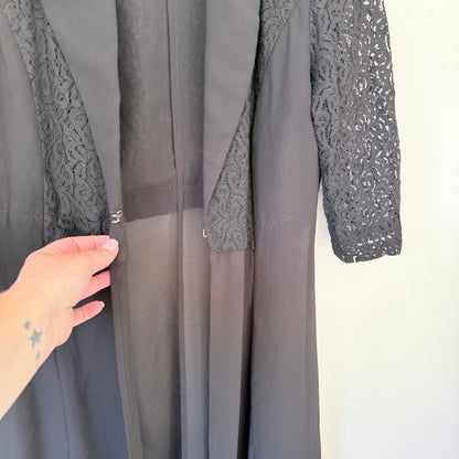 Faye Brown Size 10 Black Lace Dress Coat Set