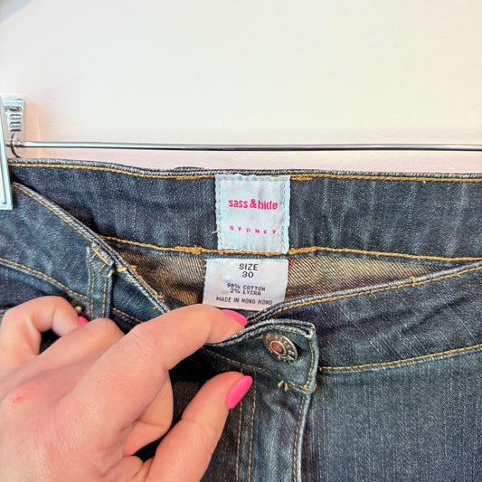 Sass & Bide Size 30 Dark Wash Slim Straight-Leg Jeans