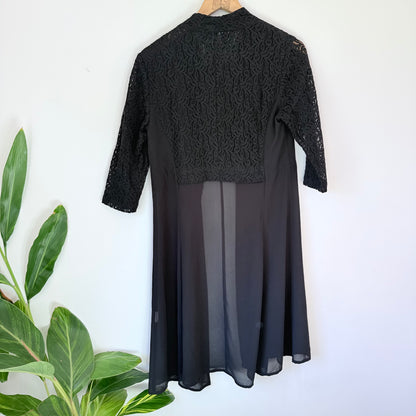 Faye Brown Size 10 Black Lace Dress Coat Set