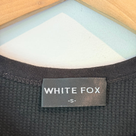 White Fox Society Size S Black Ribbed Crop Top