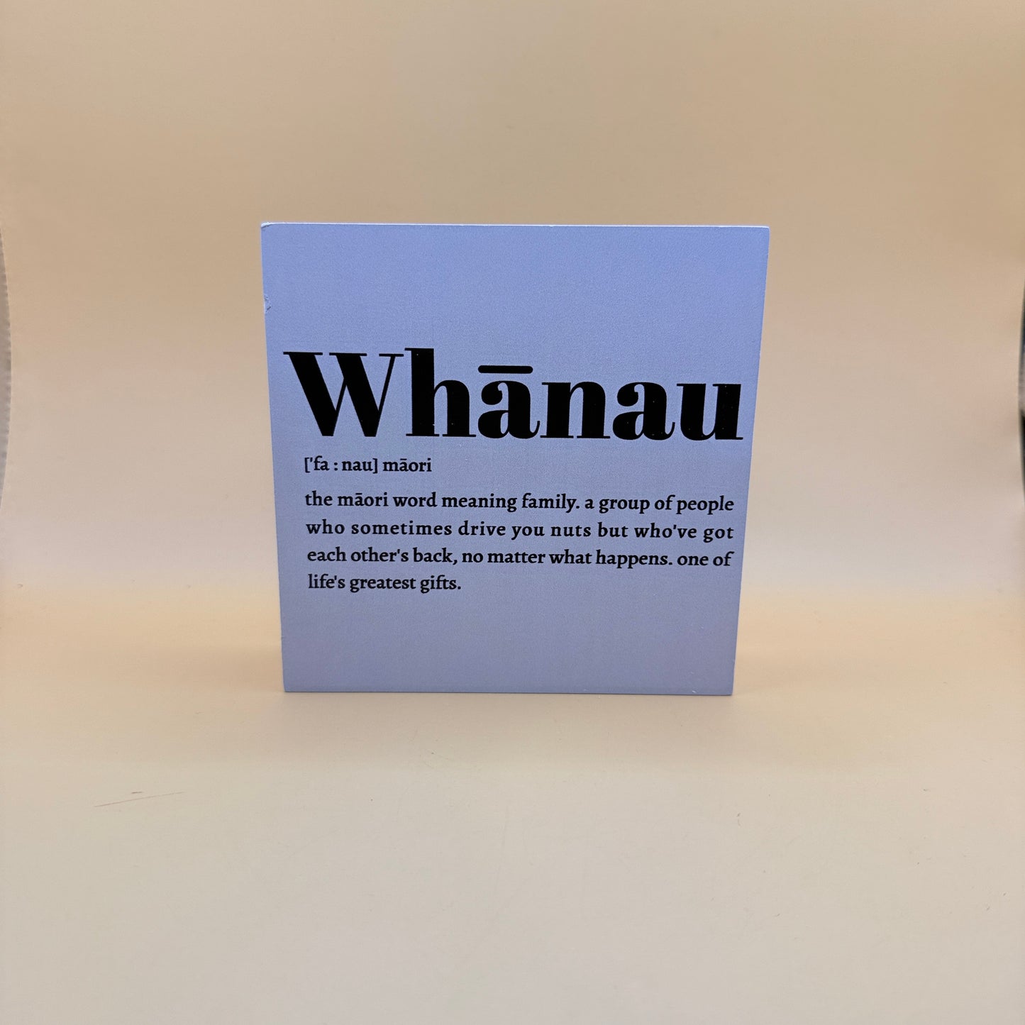 Whānau Wooden Block Sign – Māori Definition Decor