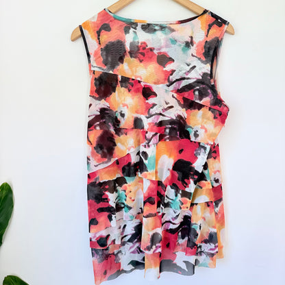 Preen Sleeveless Floral Ruffled Top – Size XL