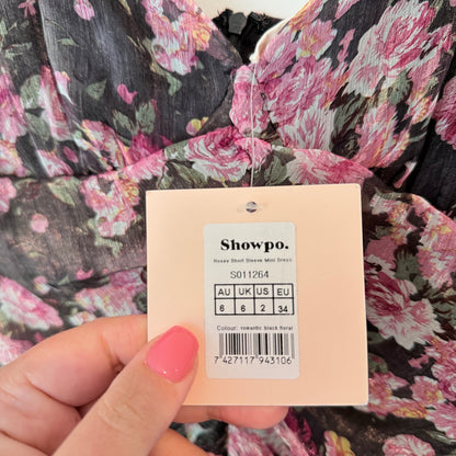 Showpo Rosey Short Sleeve Floral Mini Dress Size 6