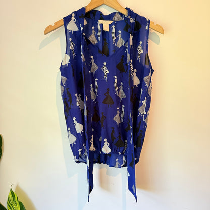 Banana Republic Size XS Blue Sheer Sleeveless Blouse