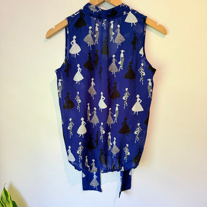 Banana Republic Size XS Blue Sheer Sleeveless Blouse