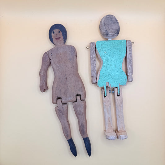 Vintage Wooden Dolls - Set of 2