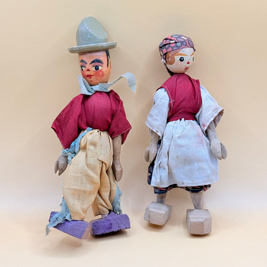 Vintage Wooden Folk Dolls – Set of 2