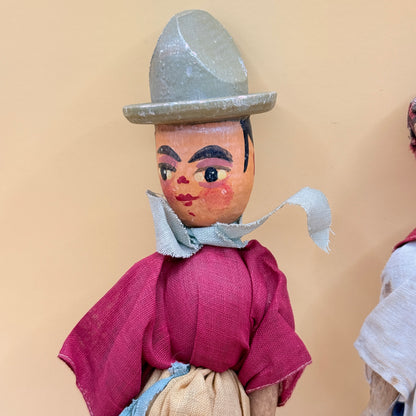Vintage Wooden Folk Dolls – Set of 2