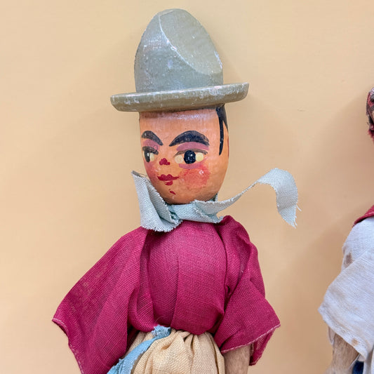 Vintage Wooden Folk Dolls – Set of 2