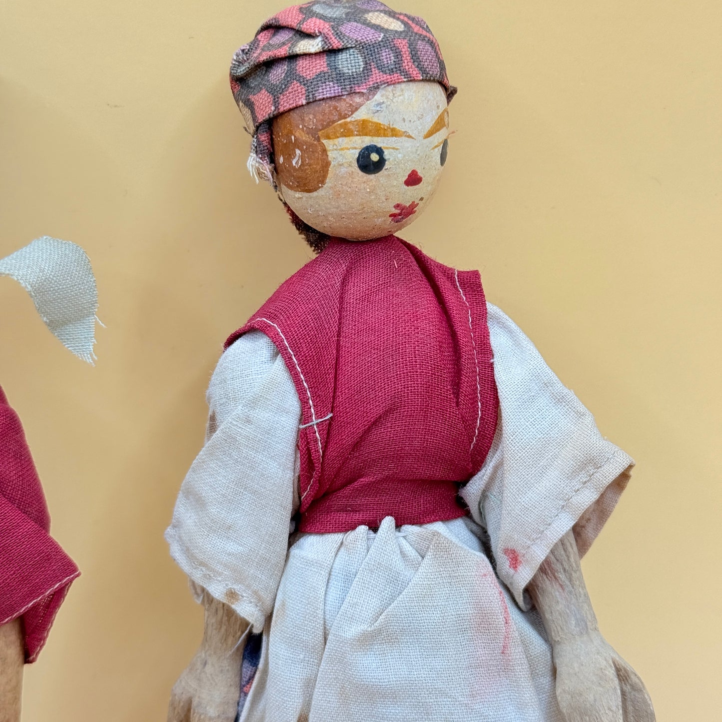 Vintage Wooden Folk Dolls – Set of 2