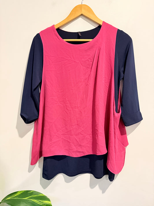 Brand Unknown Size L U/Arm to U/Arm 46cm Colorblock Tunic Top