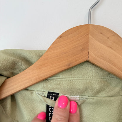 H&M Divided Size M Light Sage Green Faux Leather Biker Jacket