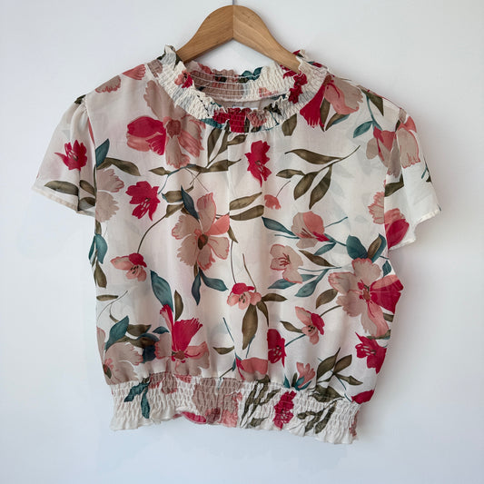 Valleygirl Size 14 Floral Short-Sleeve Blouse