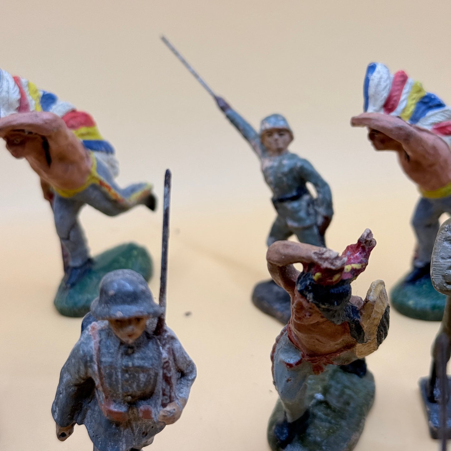 1940s WWII German & Cowboy/Indian Elastolin & Lineol Figurines – Mixed Lot of 18