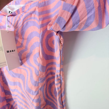 Mane Project Pink Swirl Print Puff Sleeve Mini Dress Size XS