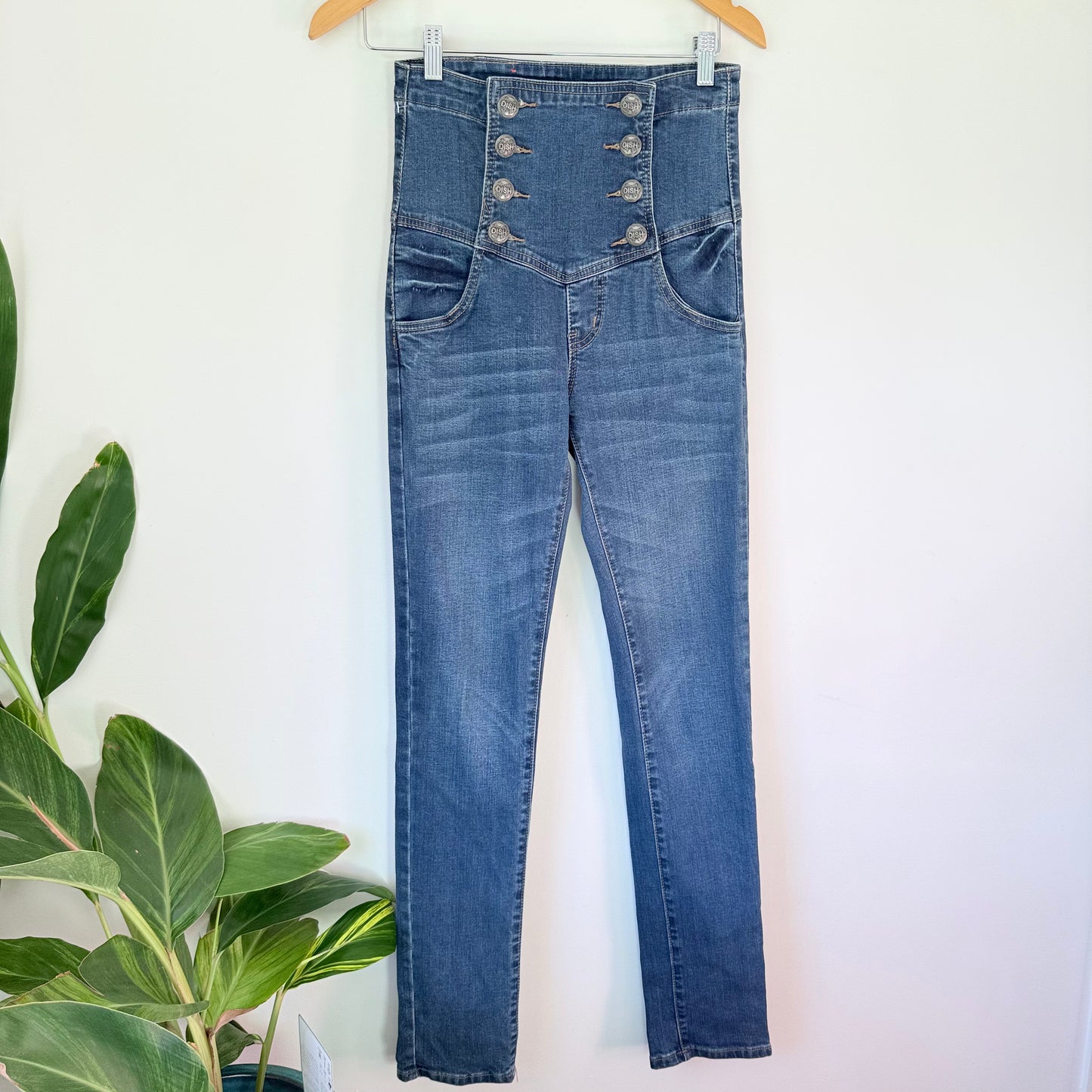 DISH High-Waisted Skinny Jeans – Multi-Button Fly, Size 28