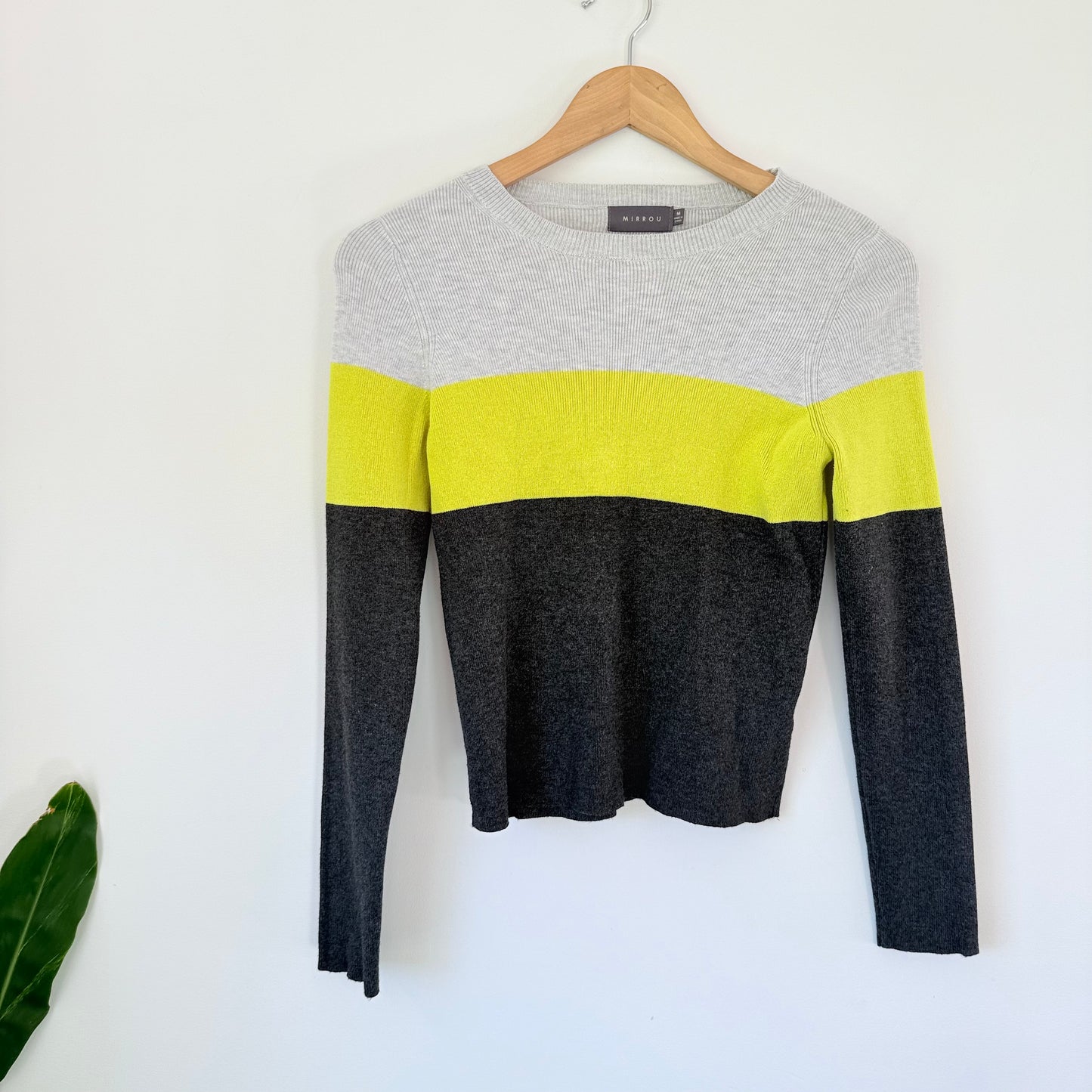 Mirrou Yellow & Black Striped Knit Sweater – Wool Coolmax, Size M