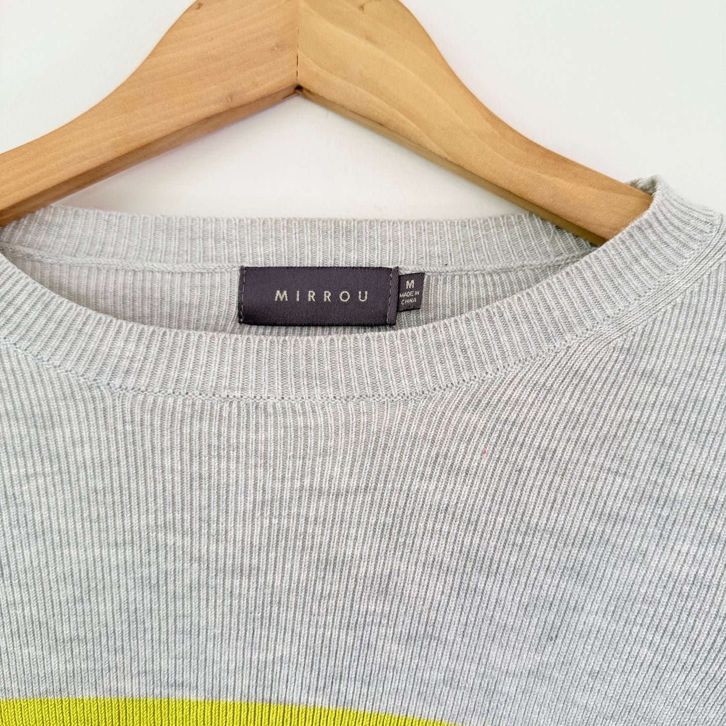 Mirrou Yellow & Black Striped Knit Sweater – Wool Coolmax, Size M