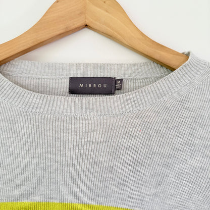 Mirrou Yellow & Black Striped Knit Sweater – Wool Coolmax, Size M