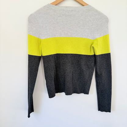Mirrou Yellow & Black Striped Knit Sweater – Wool Coolmax, Size M
