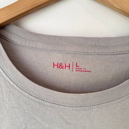 H&H Size L Gray "LOCAL LEGEND" Short-Sleeve T-Shirt