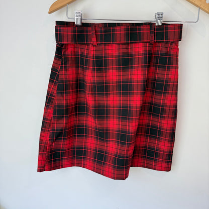 H&M Divided Size 8 Red & Black Plaid Skirt