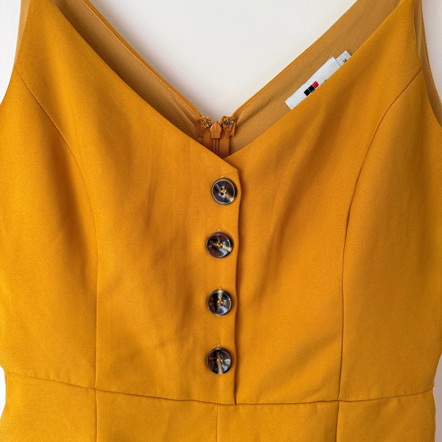 TEMT Size 14 Mustard Yellow Button-Up Short Jumpsuit