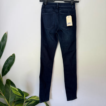 Women's Dark Wash Skinny Jeans with Split Hem Detail