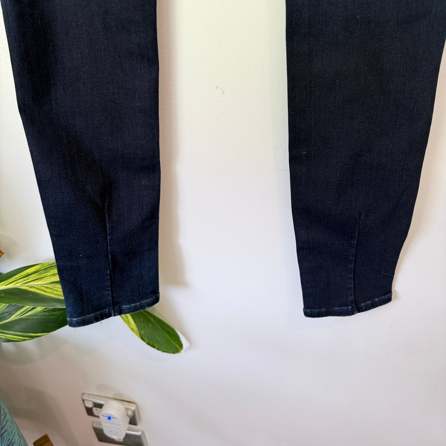 Women's Dark Wash Skinny Jeans with Split Hem Detail