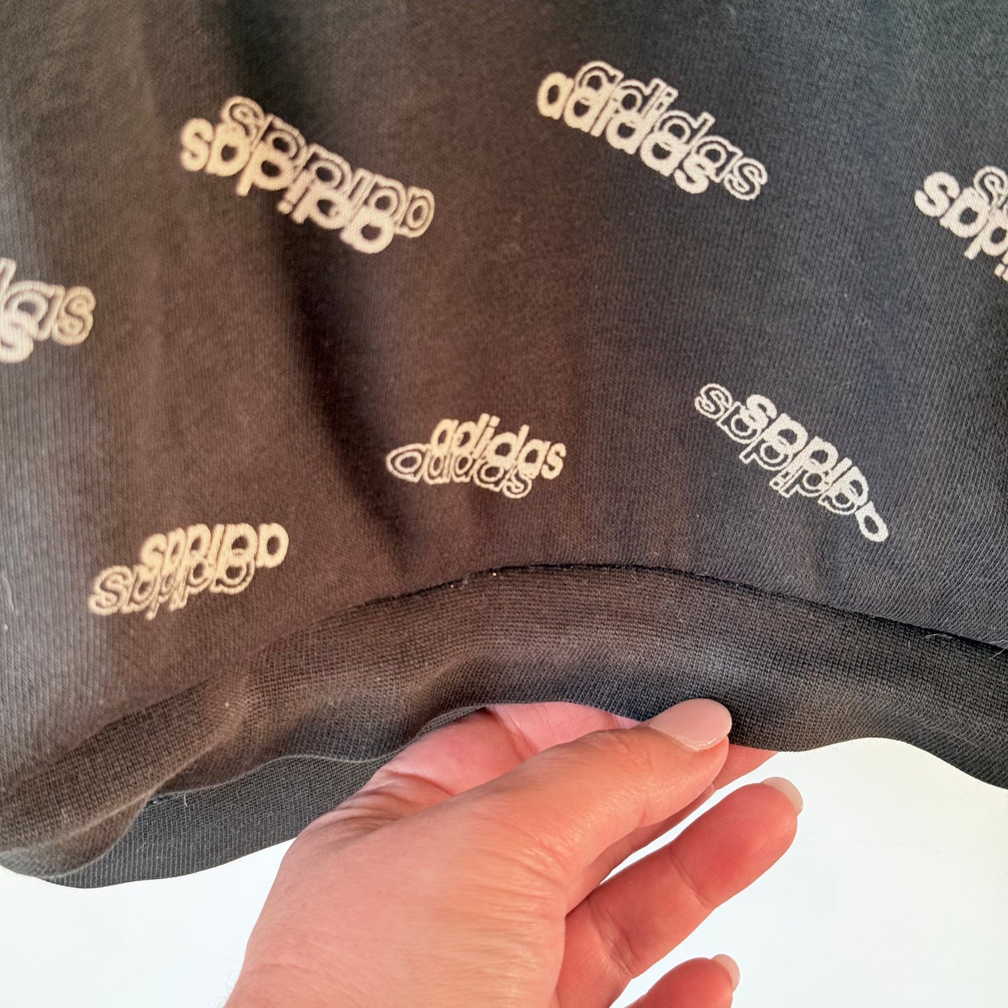 Adidas Favorites Black Hoodie – All-Over Logo Print Style , Size M