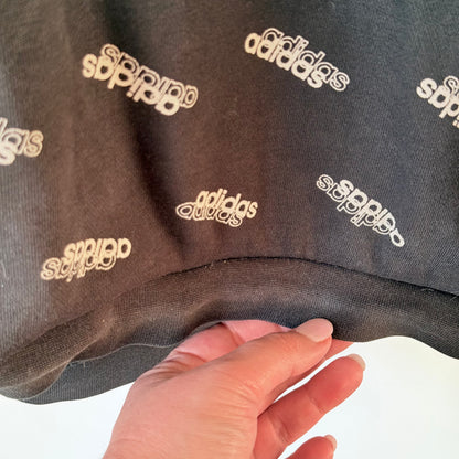 Adidas Favorites Black Hoodie – All-Over Logo Print Style , Size M