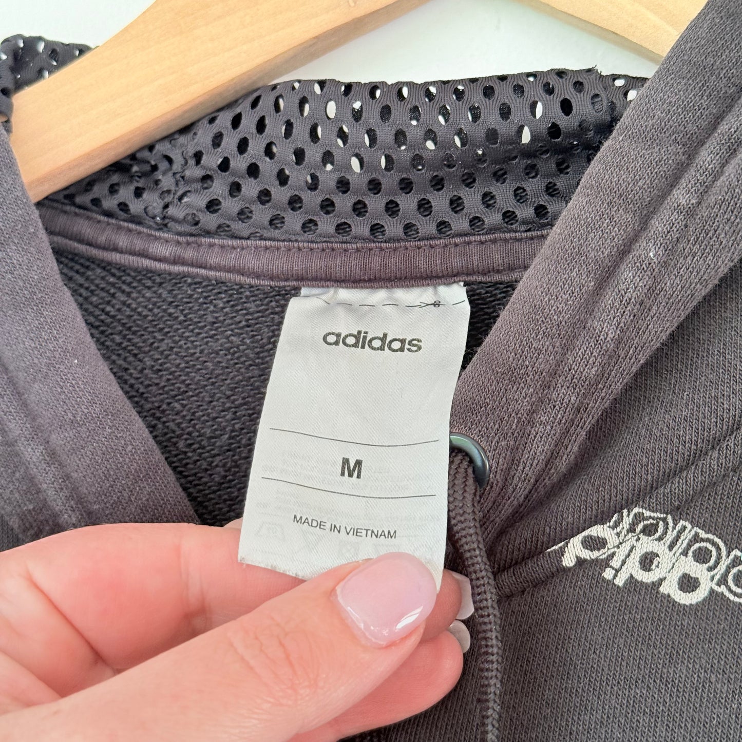 Adidas Favorites Black Hoodie – All-Over Logo Print Style , Size M