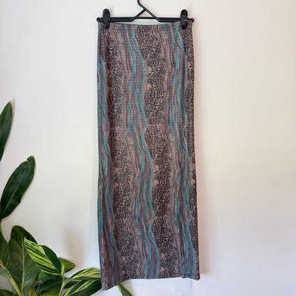 Glassons Abstract Leopard Print Mesh Maxi Skirt - Size M