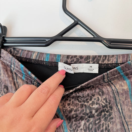 Glassons Abstract Leopard Print Mesh Maxi Skirt - Size M