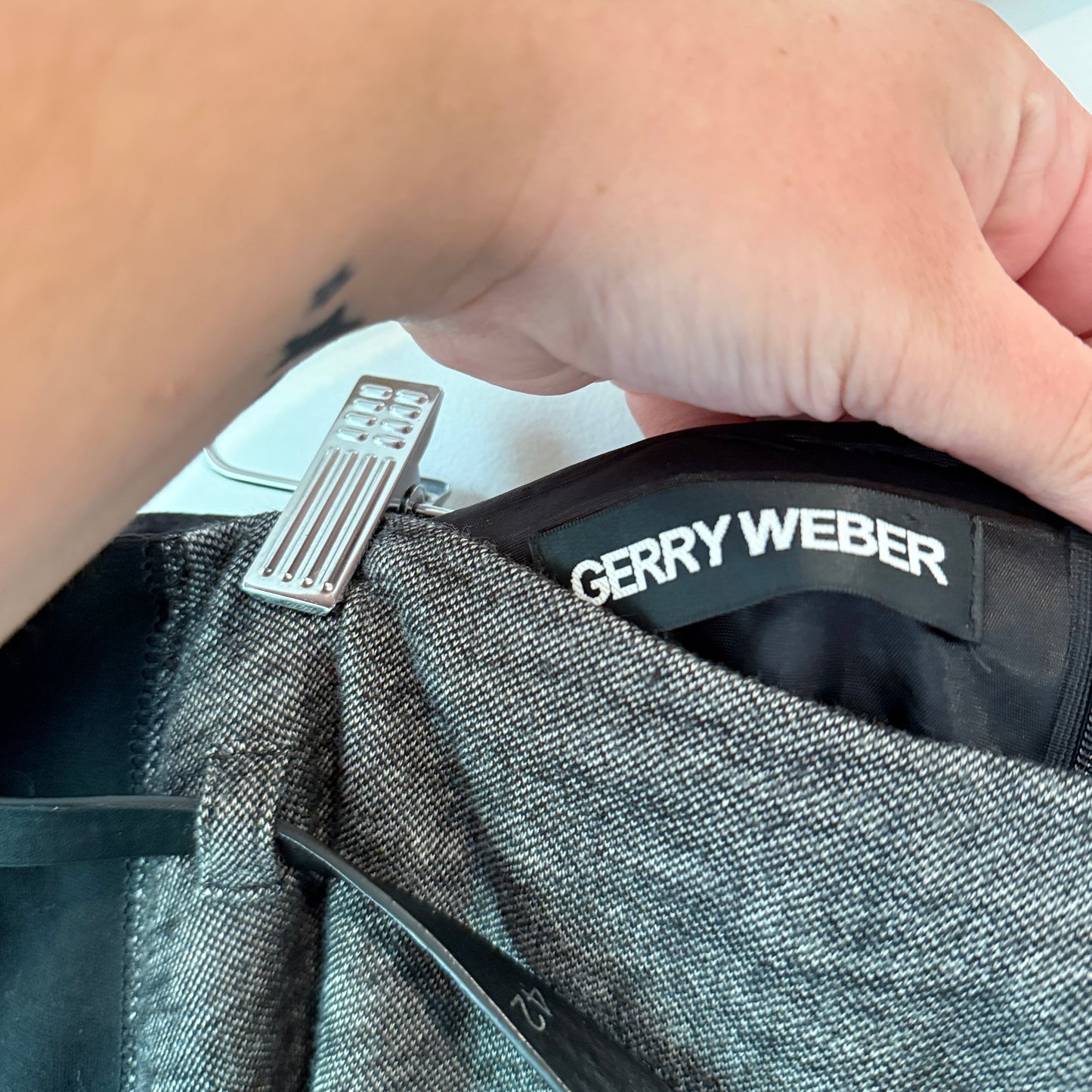 Gerry Weber Black & Gray Tweed Pencil Skirt with Belt - 86cm Waist