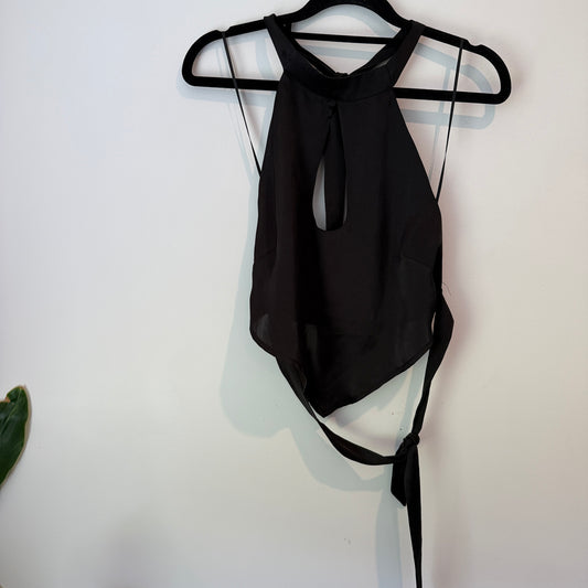 Glassons Halter Neck Crop Top Black Size 6