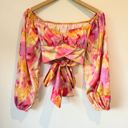 SHEIN Floral Print Wrap Top – Stylish & Flattering Fit, Size S