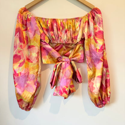 SHEIN Floral Print Wrap Top – Stylish & Flattering Fit, Size S