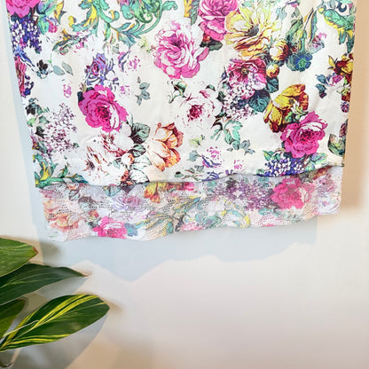 Ivy + Blu White Floral Pencil Dress – Short Sleeve, Size 16