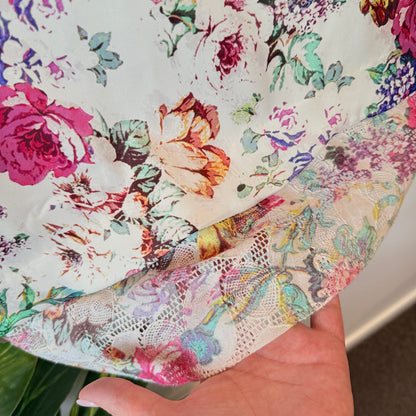 Ivy + Blu White Floral Pencil Dress – Short Sleeve, Size 16